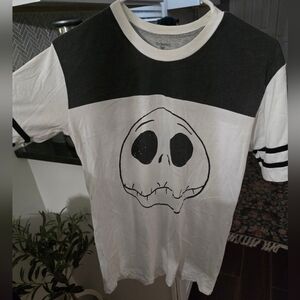 Vintage Tim Burton Nightmare Before Christmas Athletic Tee, XL, black and white